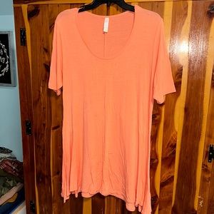 LuLaRoe Coral Sharkbite Top